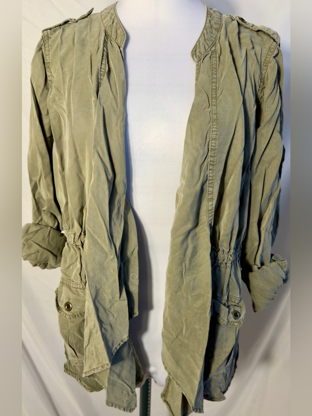 Knox Rose Green Military Utility Open Front Jacket